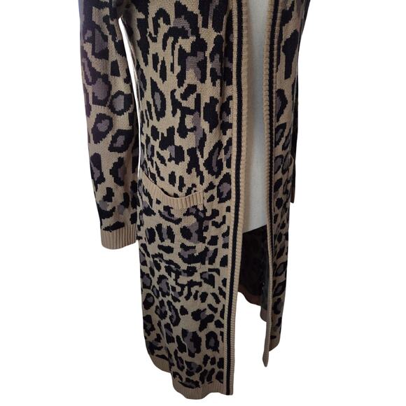 Boston Proper Animal Leopard Print Long Cardigan -Size Small-NWT Cozy - Picture 2 of 6